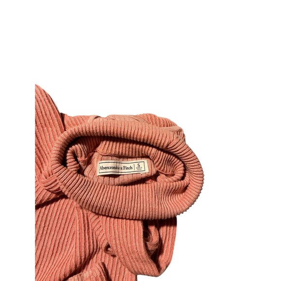 abercrombie fitch Turtleneck Soft Ribbed Sweater Cut Out Back Size small Coral - Picture 7 of 10